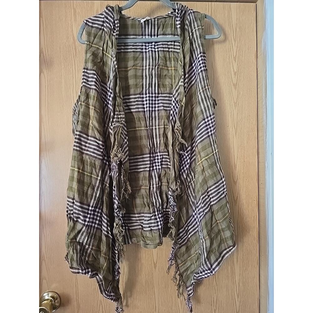 Women's Cato Hooded Sleeveless Flannel Shrug Size XL